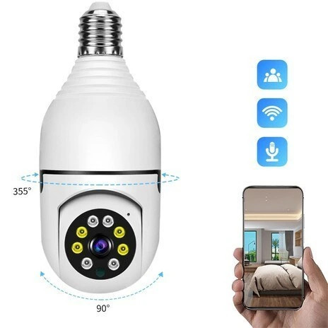 دوربین لامپی چرخش 360 درجه قابل کنترل با نرم افزار v380 اصل